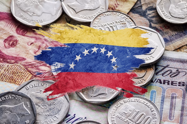 flag of venezuela and coins