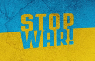 Stop War! background with Ukrainian flag