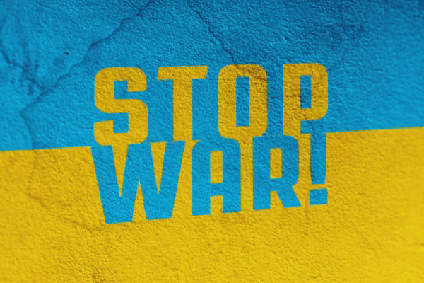 Stop War! background with Ukrainian flag