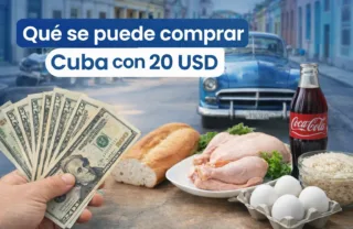 What you can buy in Cuba with 20 USD. Dollar bills and food