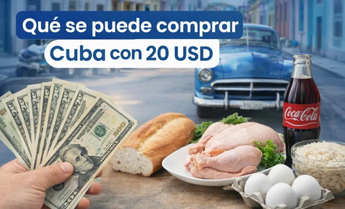 What you can buy in Cuba with 20 USD. Dollar bills and food
