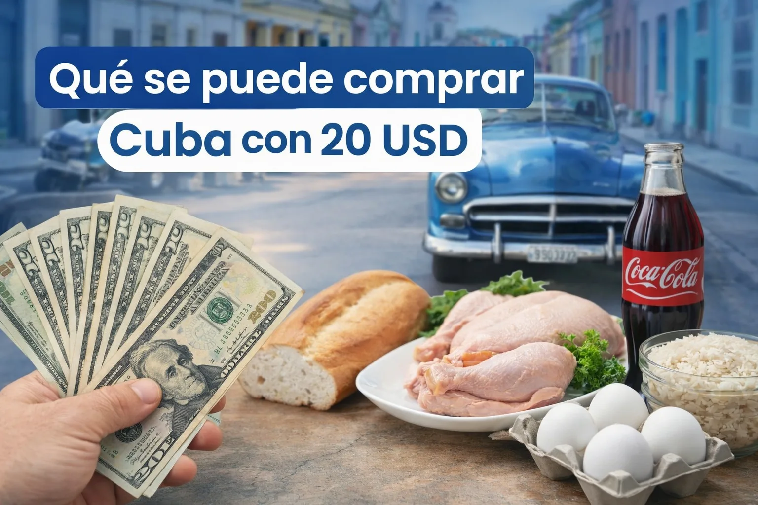 Qué se puede comprar en Cuba con 20 USD. Billetes dolares y comida